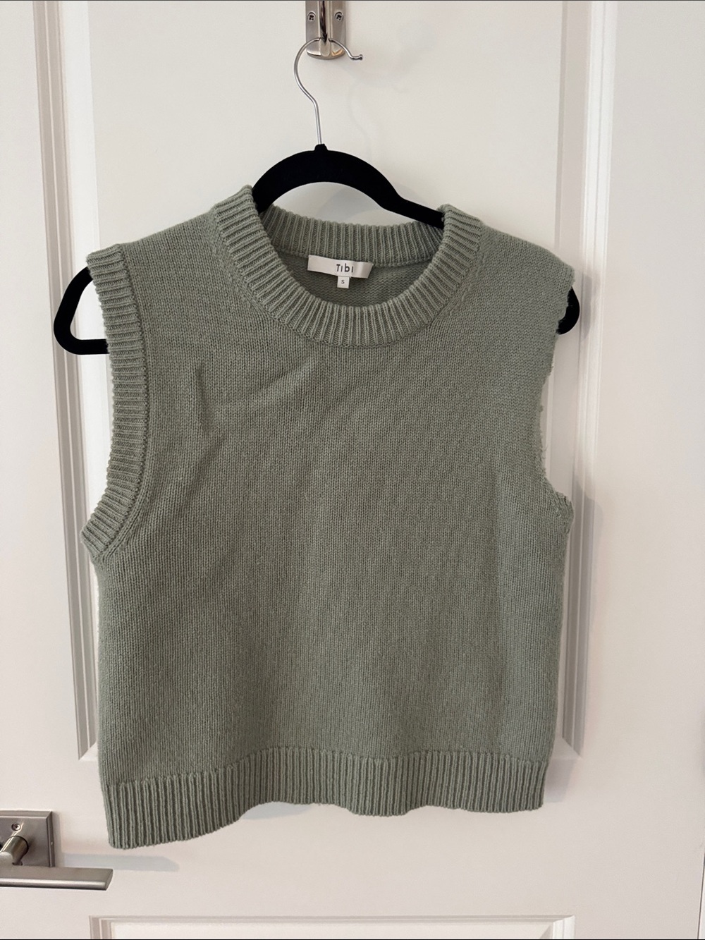 Tibi Sage Green Knit Sleeveless Sweater Vest